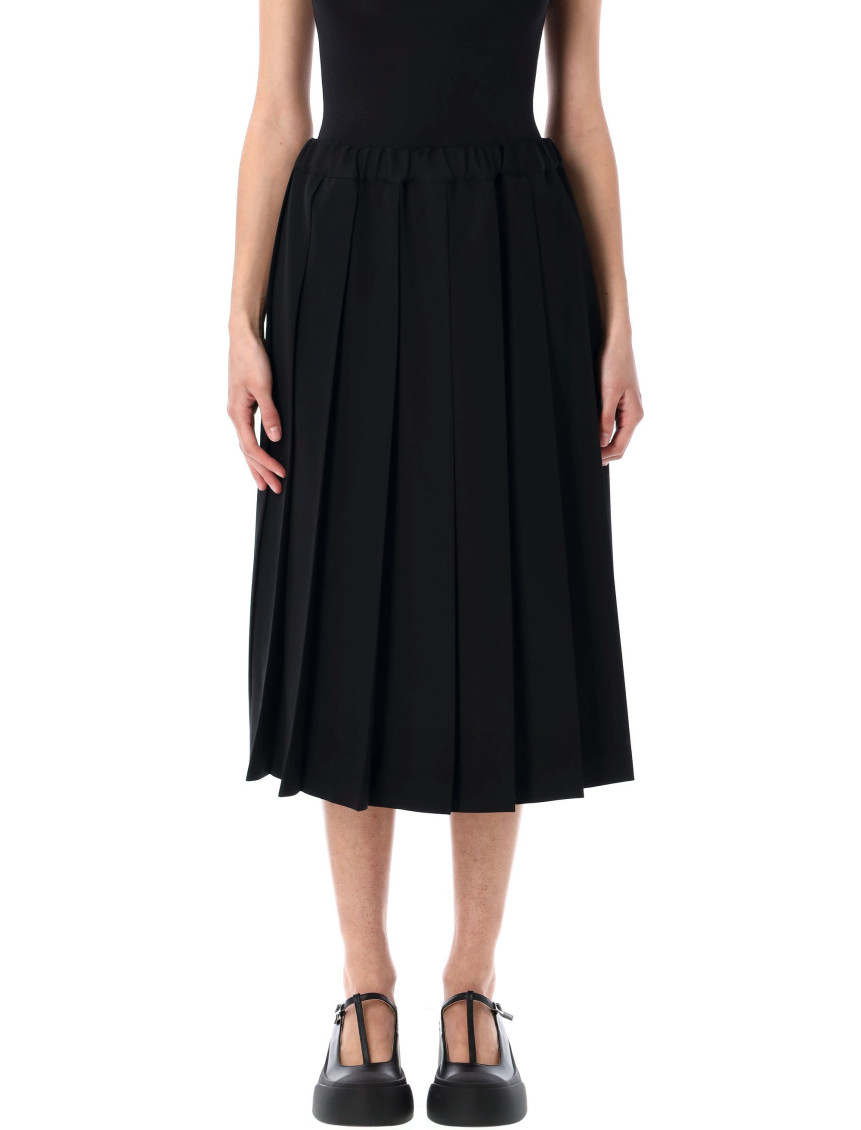 Shop Comme Des Garçons Black Pleated Midi Skirt