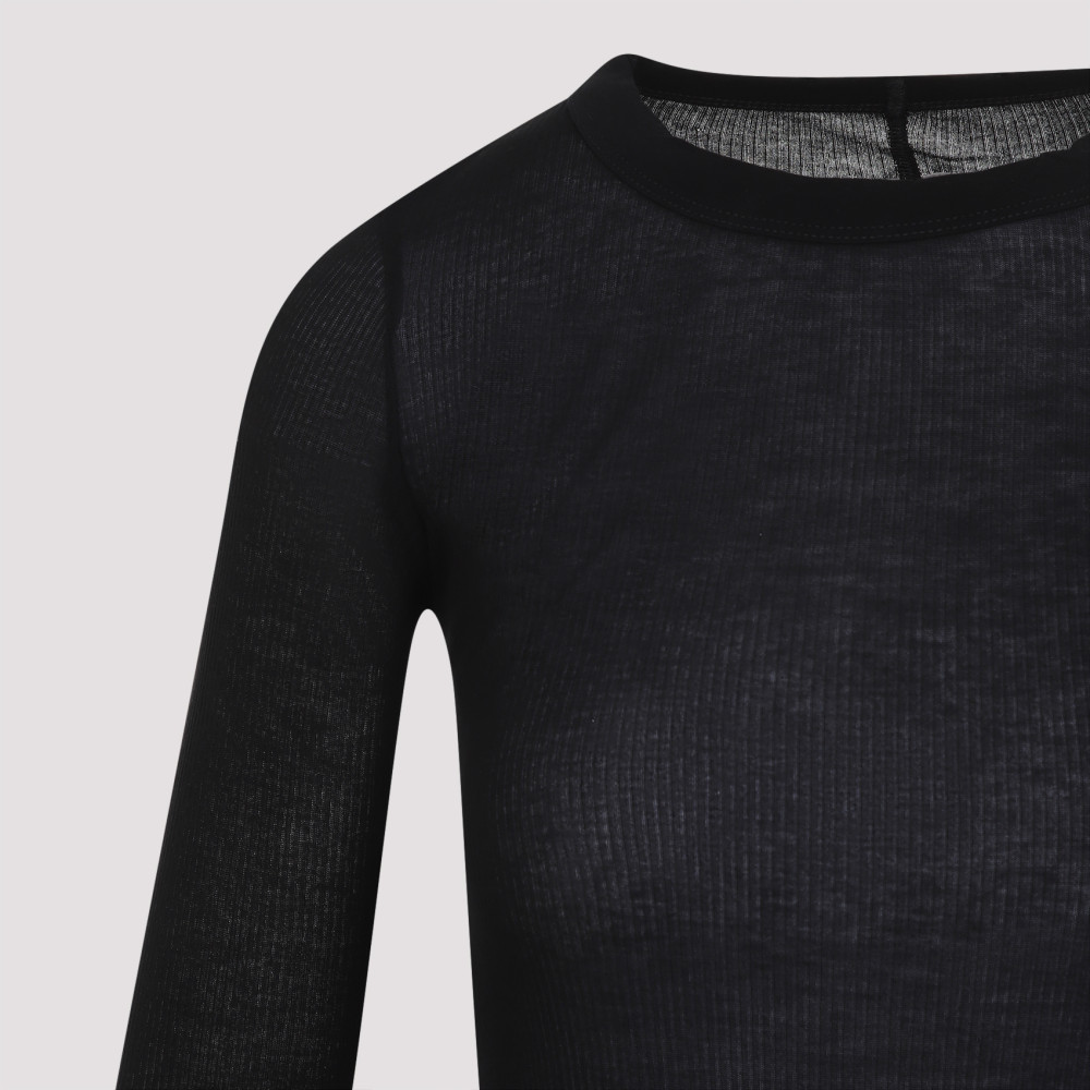 Tシャツ・カットソー Rick Owens Rib Ls T Black Viscose Top Rib LS T in Viscose Silk Rib Jersey – Antonioli.eu