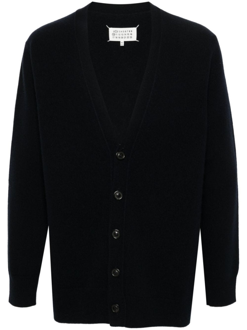 Maison Margiela V-neck Cashmere Cardigan With Button-down Front In Black