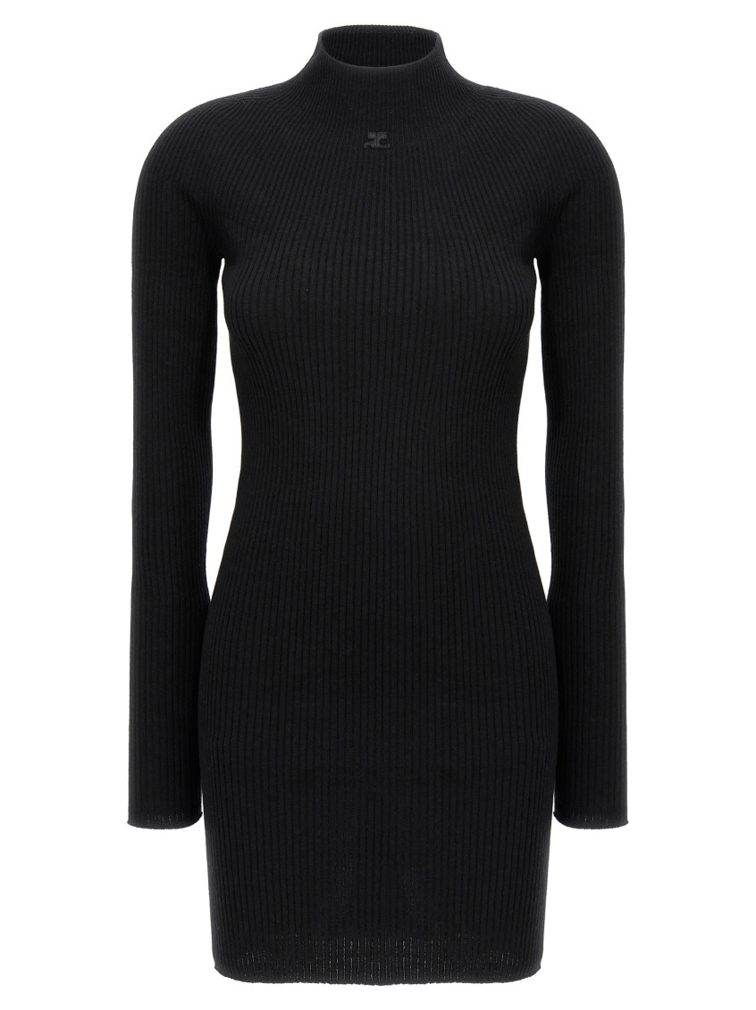 Shop Courrèges Black Organic Cotton Mini Dress