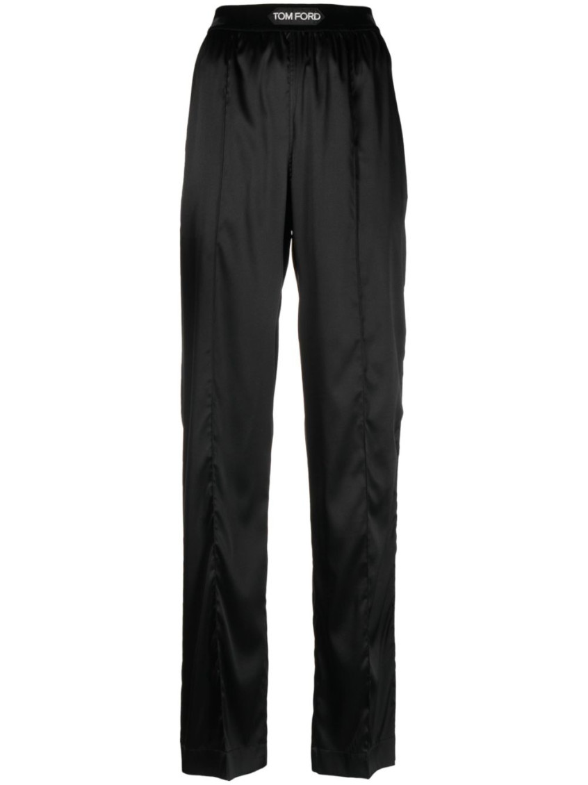 Tom Ford High-waisted Stretch-silk Satin Trousers In Black