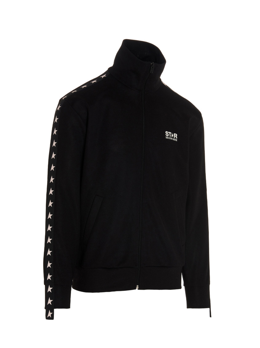 GOLDEN GOOSE 'Denis’ track sweatshirt White/Black Men's black zipped sweatshirt with white stars