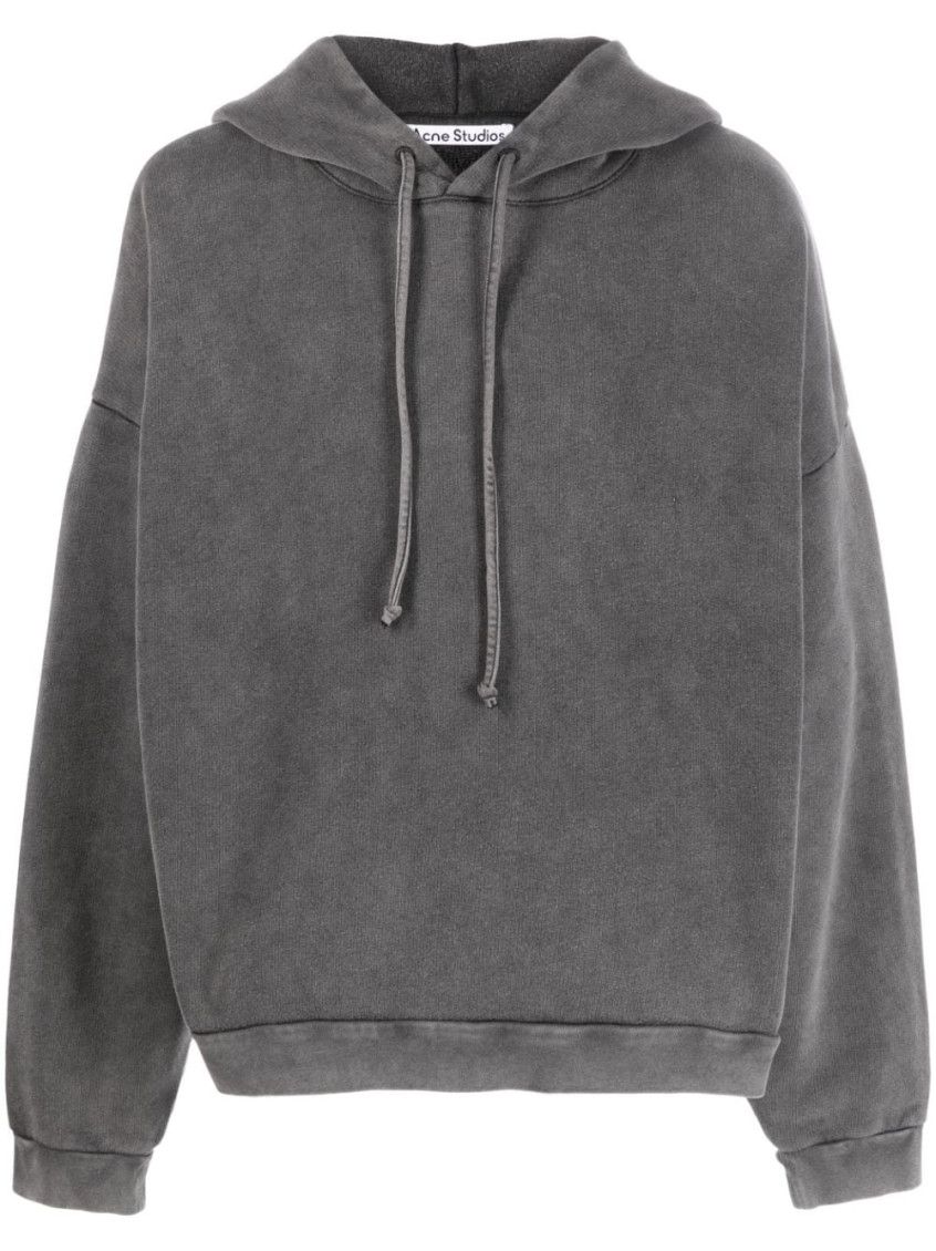 Acne Studios Grey Logo Cotton Hoodie In Gray