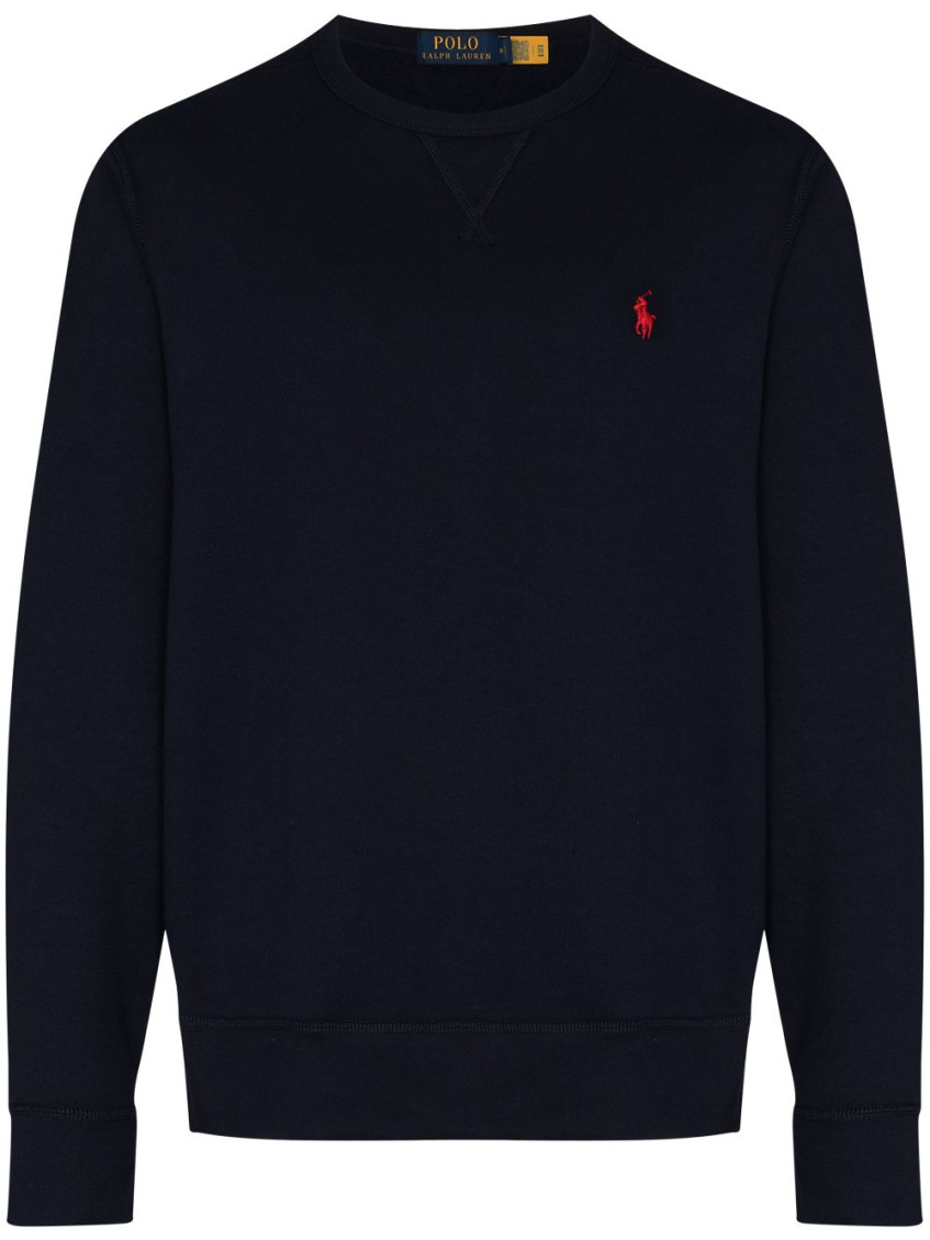 Shop Polo Ralph Lauren Navy Blue Sweater With Logo