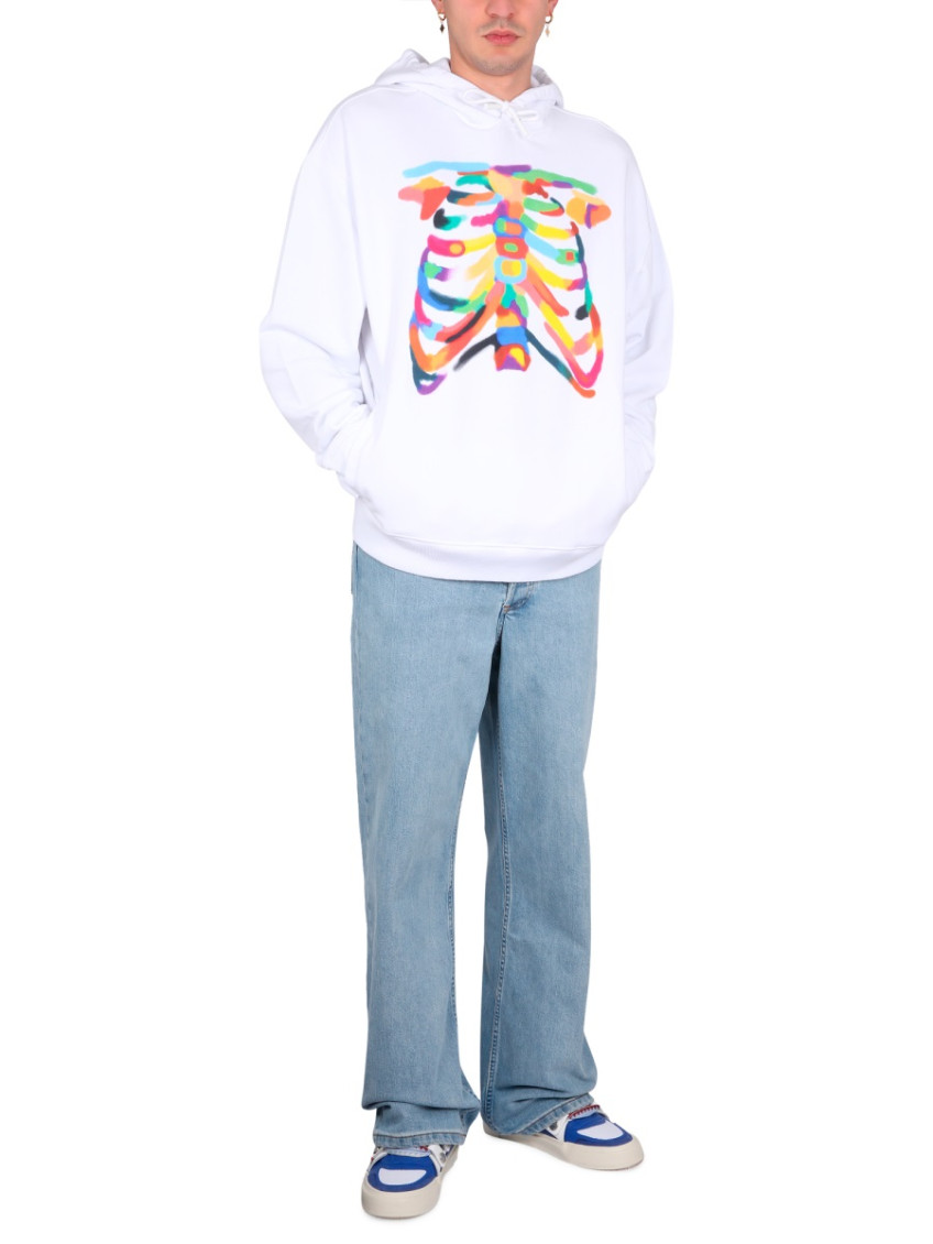 Marcelo Burlon White Relaxed Graphic Hoodie for Men Online India