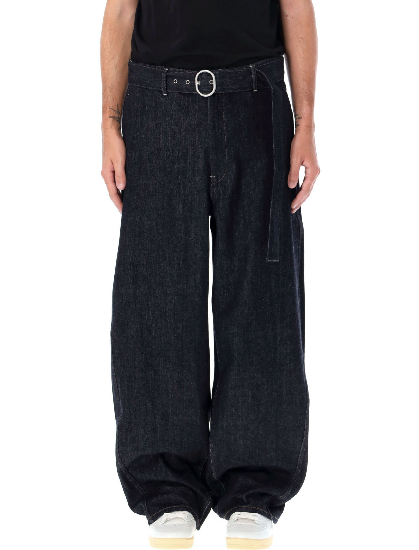 Jil Sander Men Navy Blue Relaxed Jeans In Black