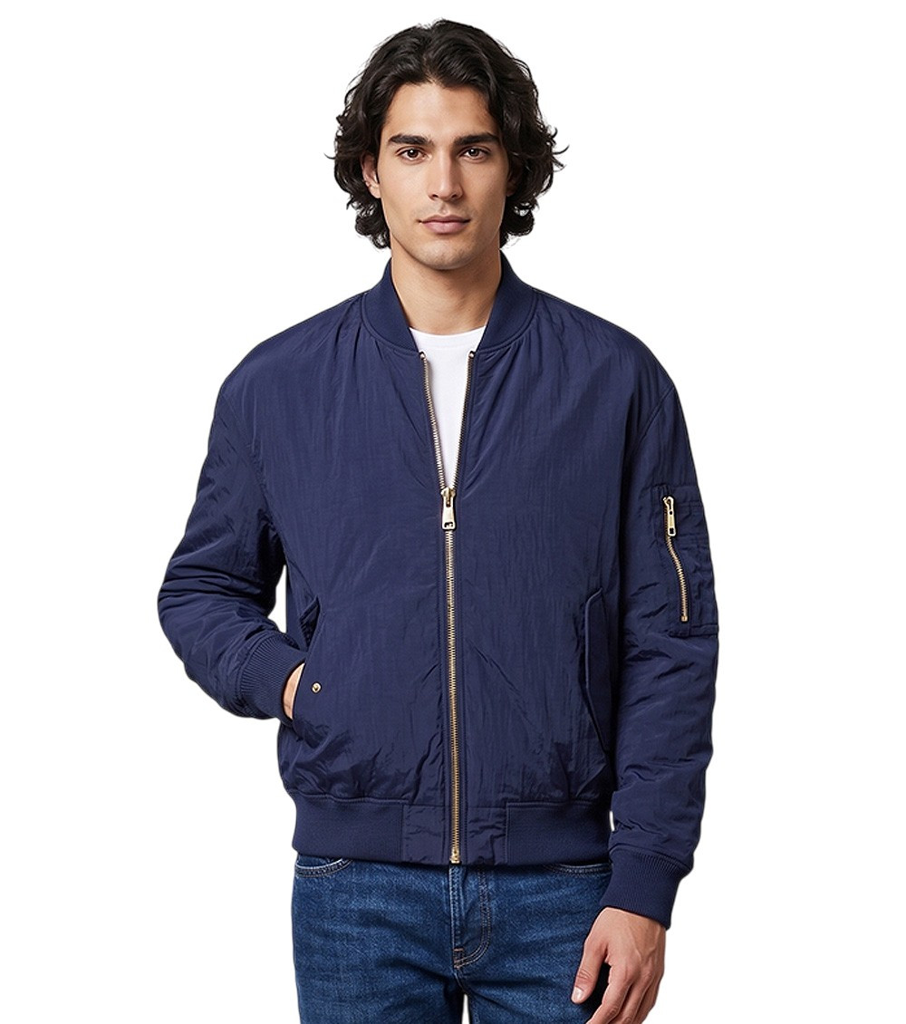 Balmain Men Navy Blue Regular Jacket In Blue
