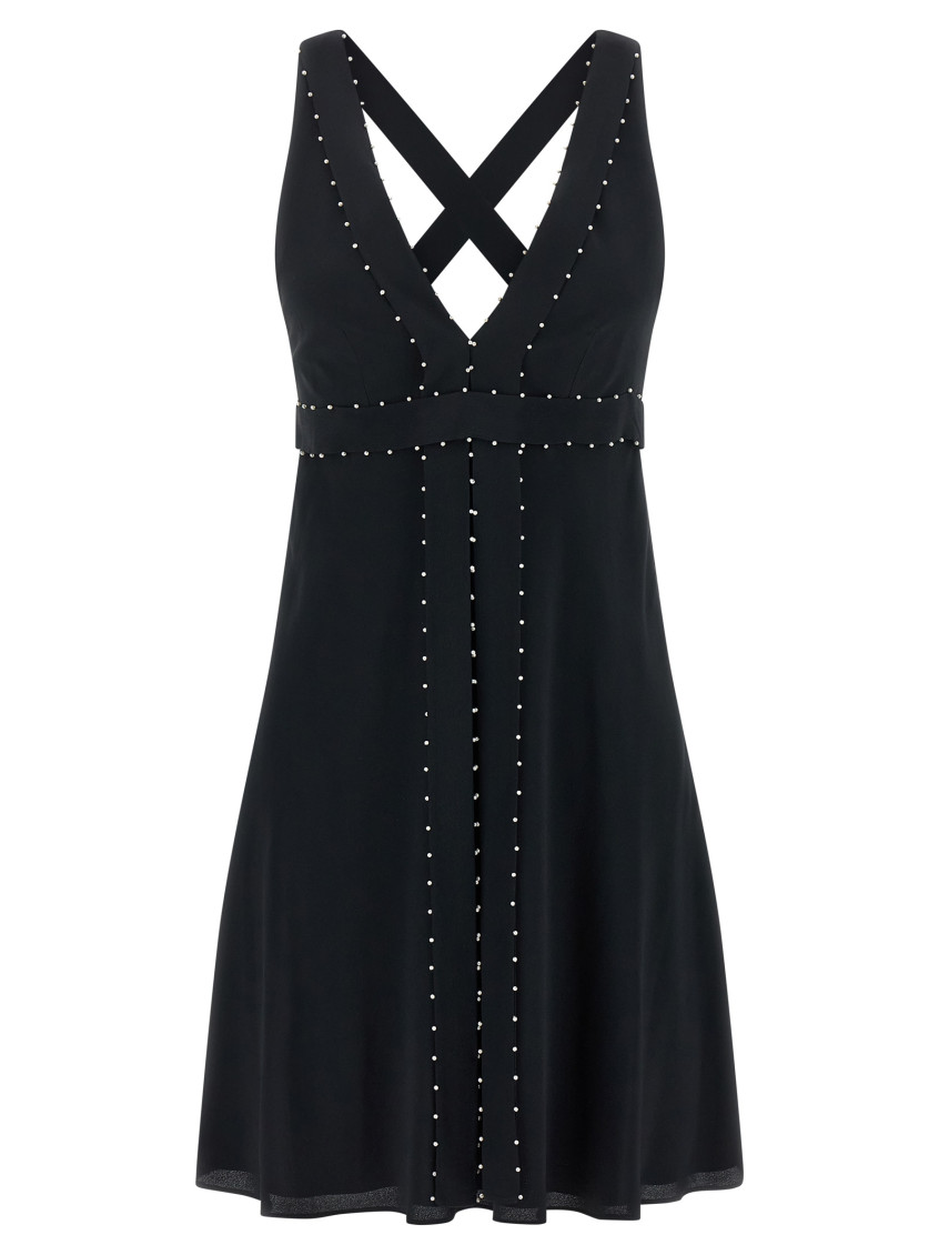 Giovanni Bedin Silk Blend Mini Dress With Pearl In Blue