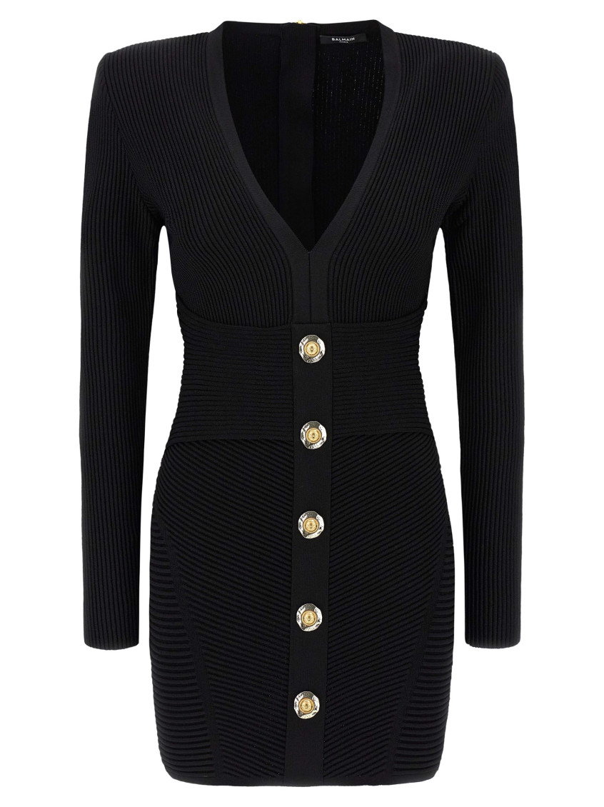 Balmain Short Dress In Black Viscose Blend In Black