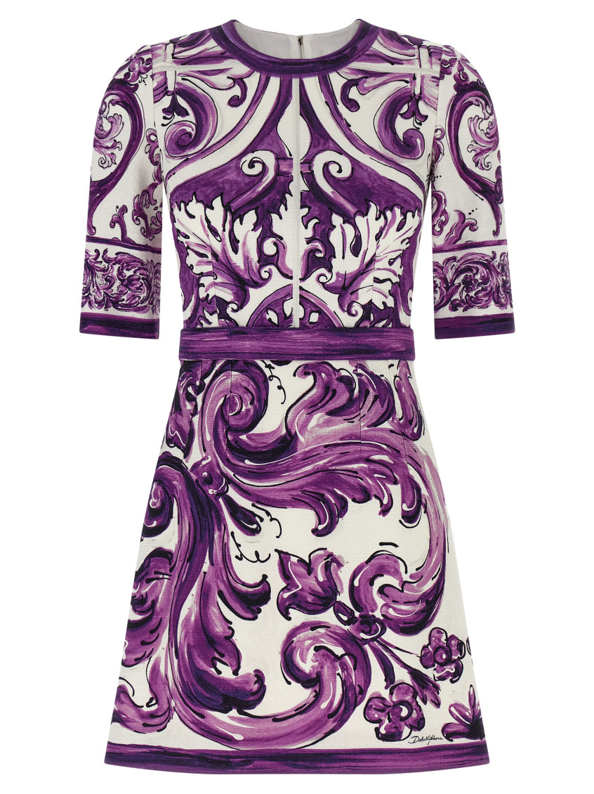 Dolce & Gabbana Majolica Print Mini Dress In Multi