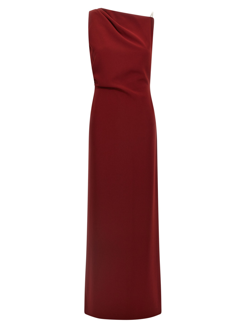 Max Mara Crystal-embellished Asymmetric Maxi Dress In Red