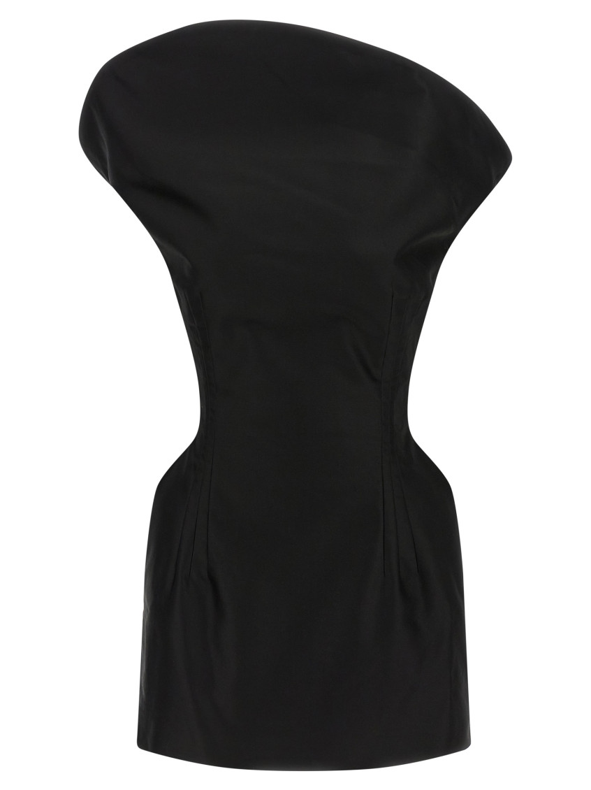Magda Butrym One Shoulder Fitted Sleeveless Dress In Black