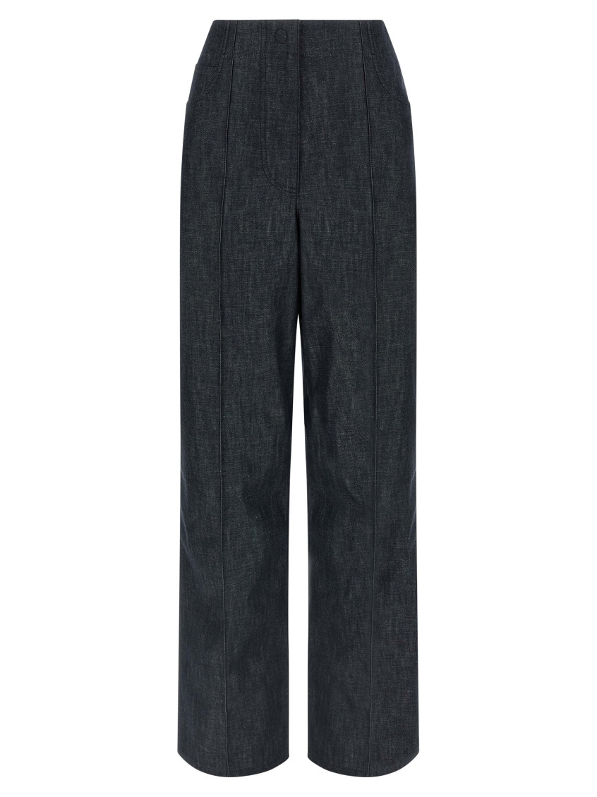 Fendi Light Blue Ff Chambray Pants In Blue