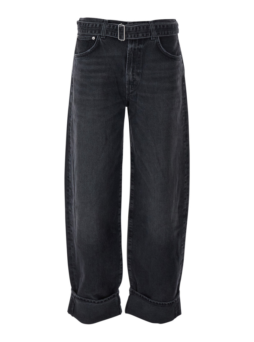 Agolde Jeans Cuffer Taper Grey Washed Effect In Black