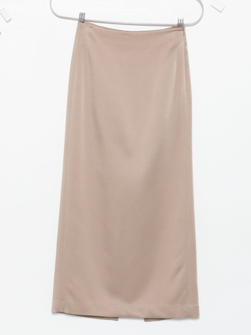 Brunello Cucinelli Long Skirt With Back And Side Slits In Neutral