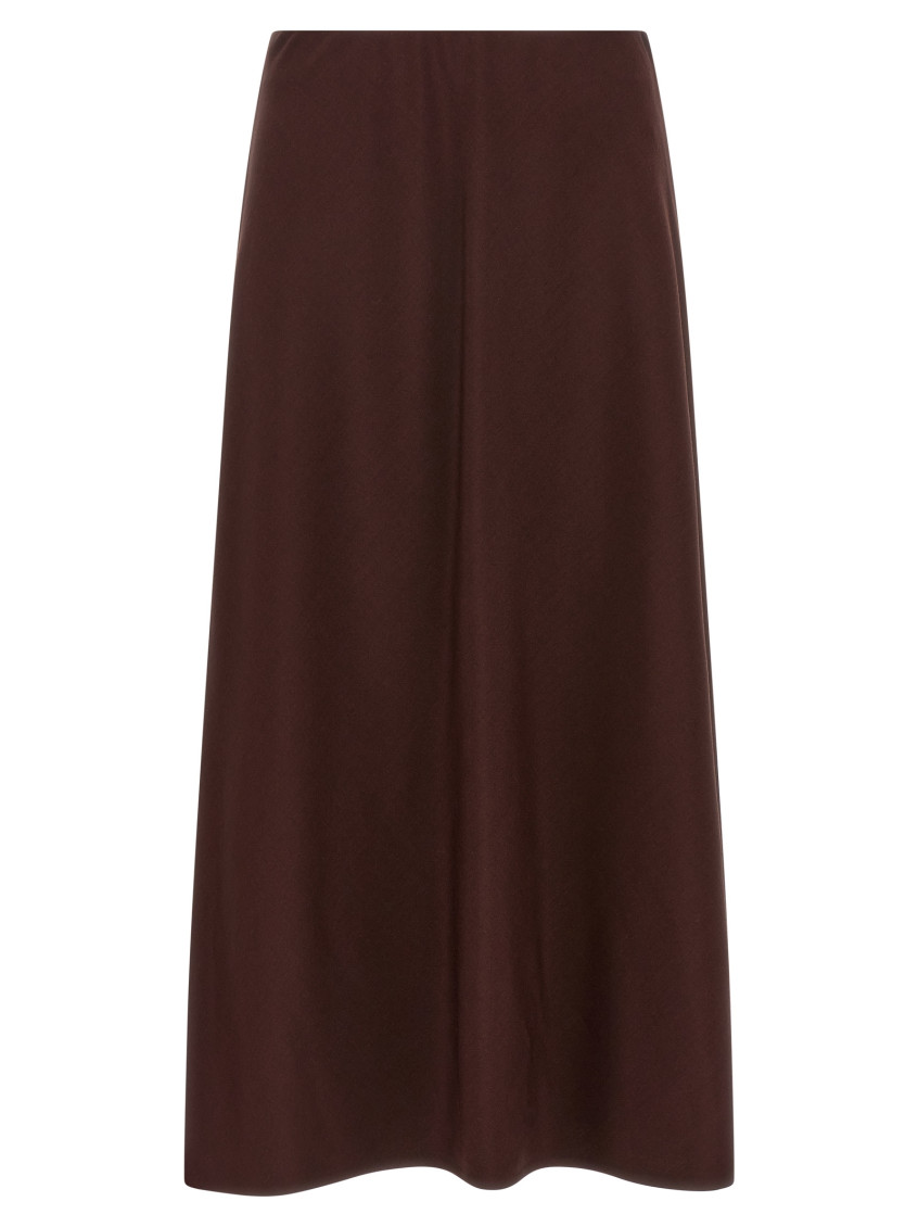 Brunello Cucinelli Virgin Wool-blend Twill Flute Skirt Skirt In Burgundy