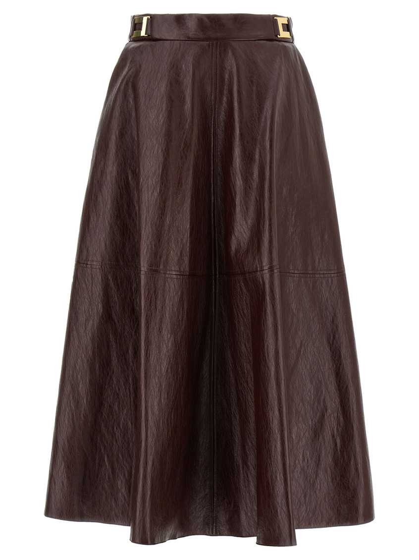 Elisabetta Franchi A-line Silhouette Skirt With Metallic Buckle Detail In Gray