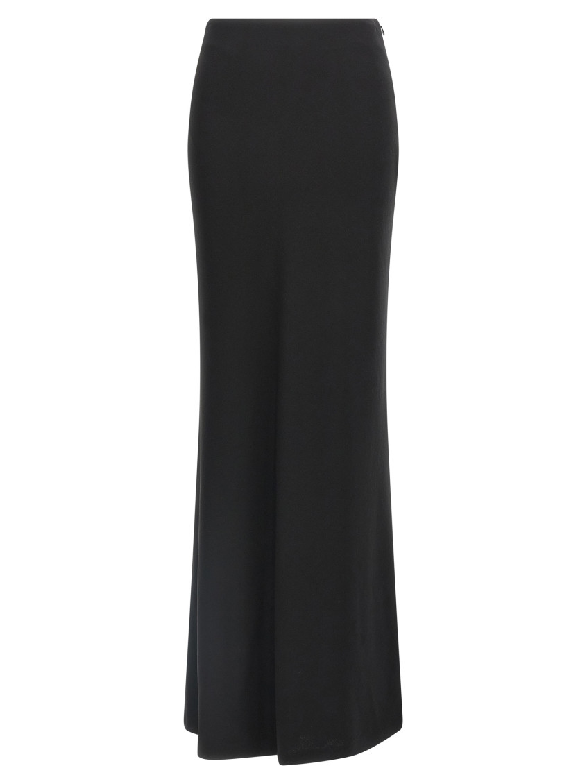 Alessandra Rich Silk High Waist Maxi Length Skirt In Black