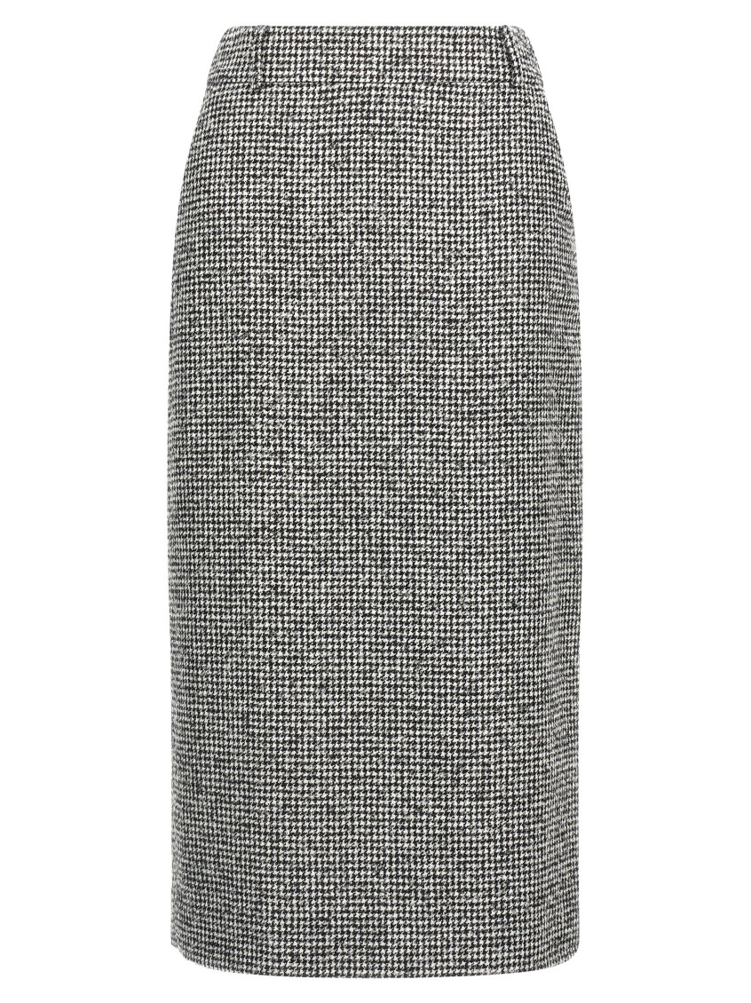 Ermanno Scervino Houndstooth Sheath Longuette Skirt With Back Split In Gray