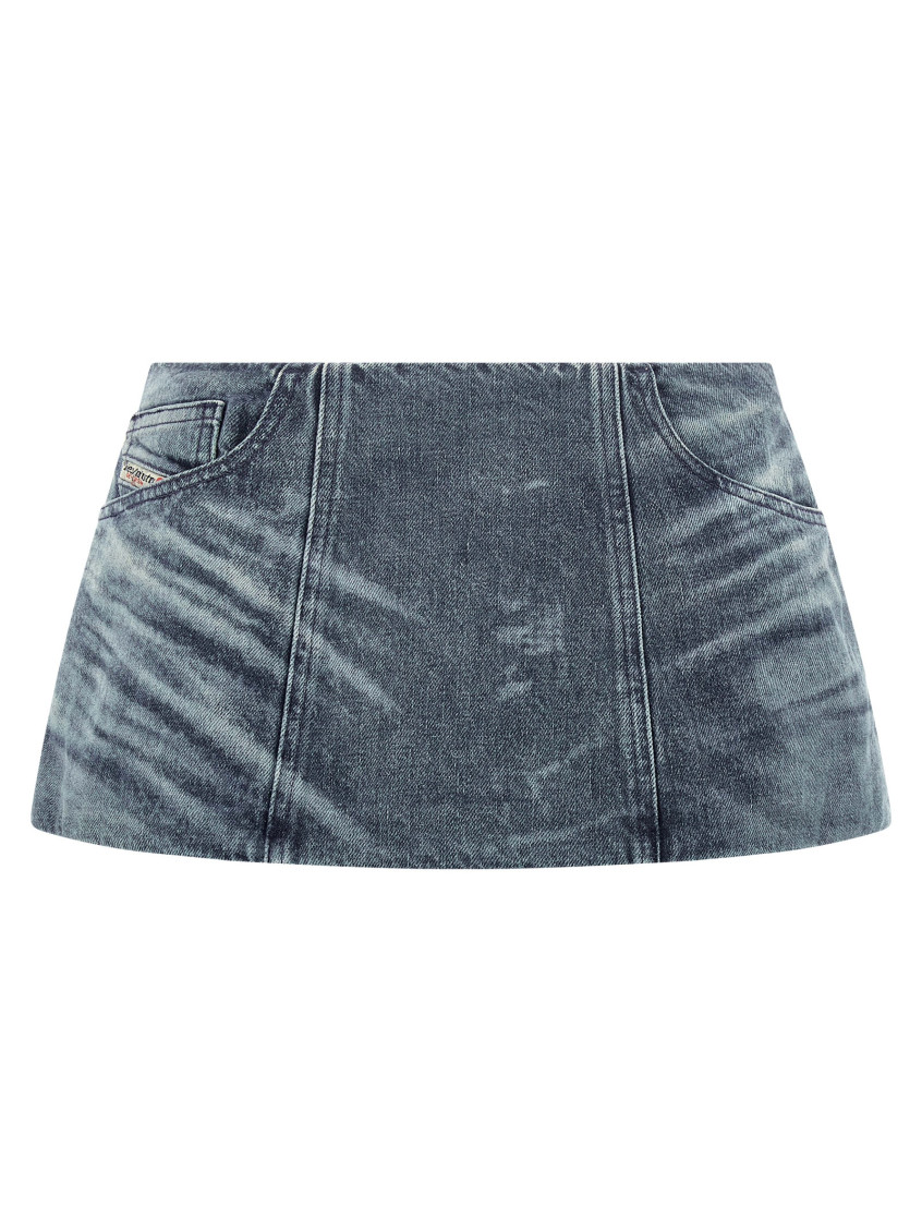 Diesel De-nora Denim Mini Skirt In Blue