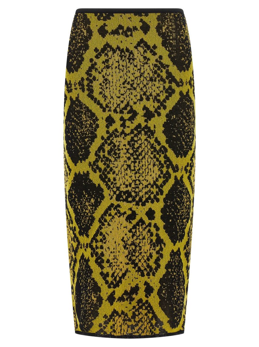 Attico Knee-length Bodycon Python Print Skirt In Multi