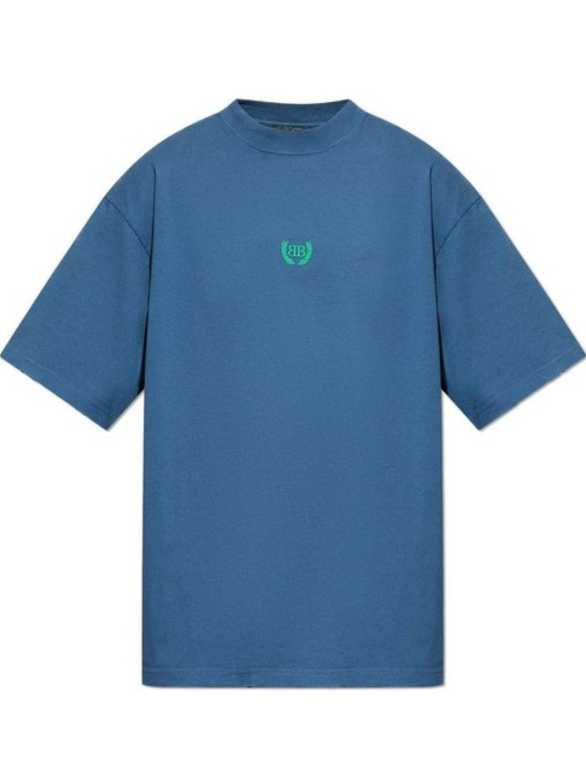 Balenciaga Men Laurel Classic T-shirt In Blue