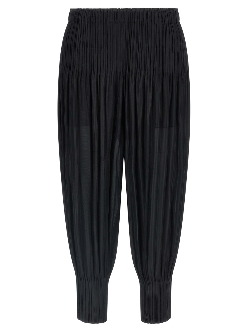 Issey Miyake Trousers Elastic Waistband Ribbed Cuffs In Black