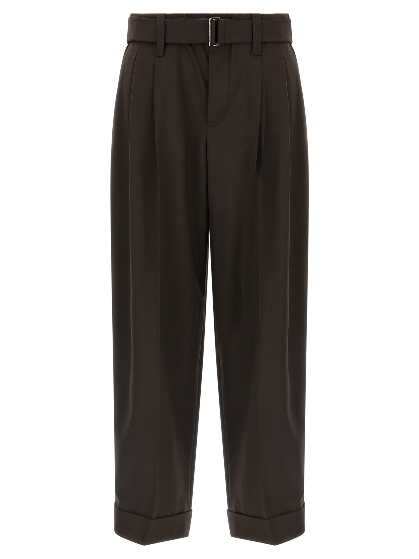 Brunello Cucinelli Baggy Wool Pants In Brown