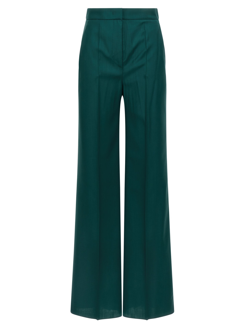 Max Mara High Waist Wide-leg Trousers With Belt Loops In Green