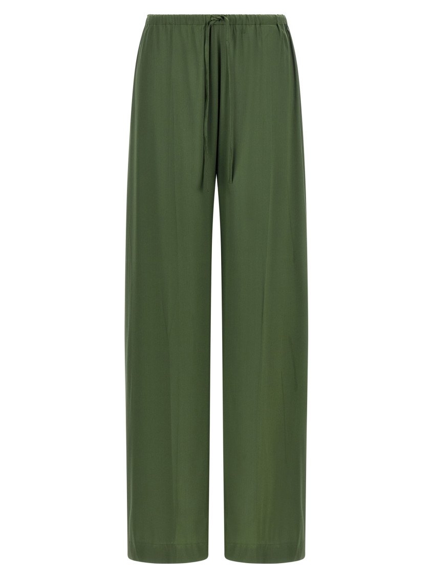Dries Van Noten Cinched Waist Wide Leg Trousers In Green