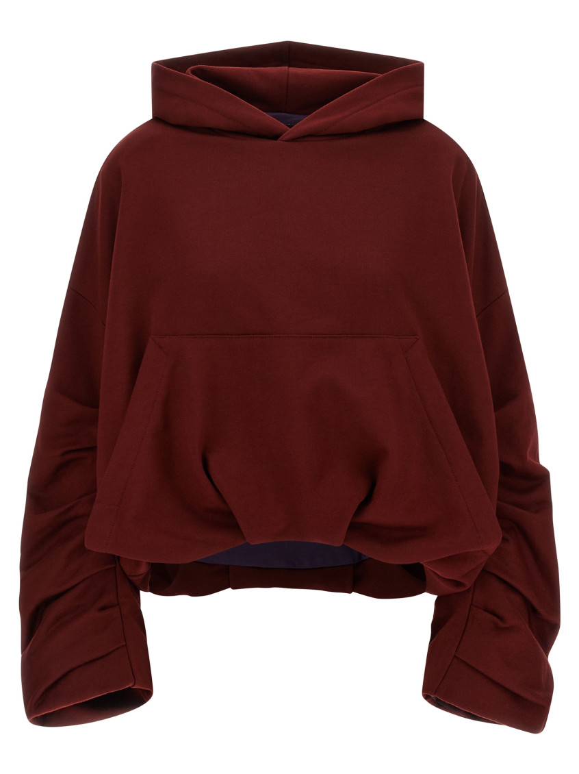 Dries Van Noten Long-sleeved Hooded Sweatshirt In Burgundy