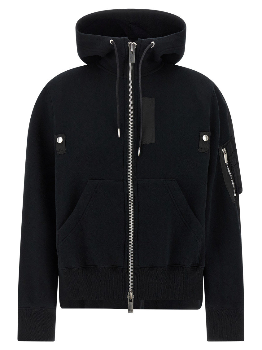 Sacai Black Sponge Hoodie In Black