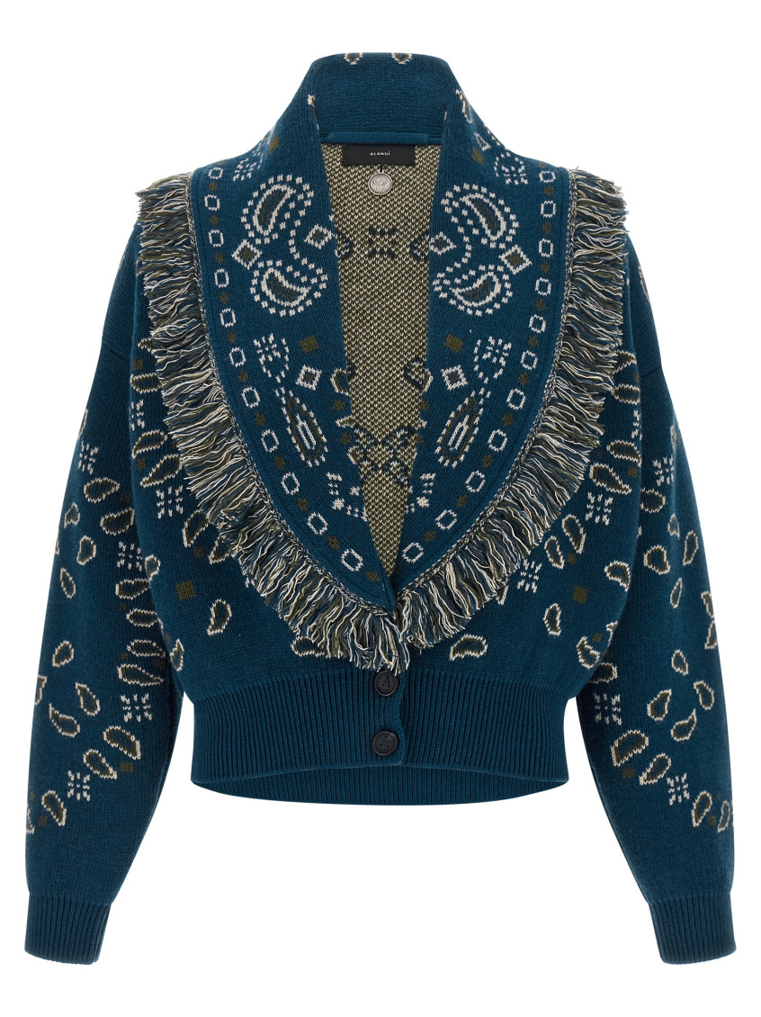 Alanui Thistle Fringe Patterned Bomber Knitwear In Multi