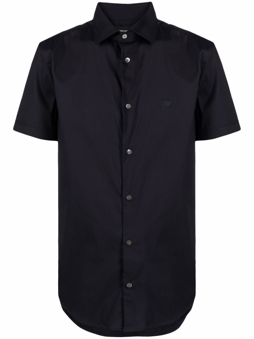 Emporio Armani Slim Fit Button Down Shirt In Black