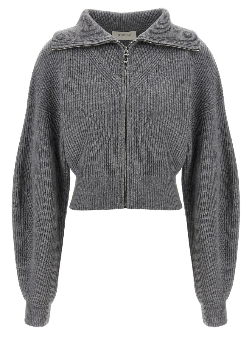 Sportmax Grey Wool Blend Calipso Cardigan In Gray