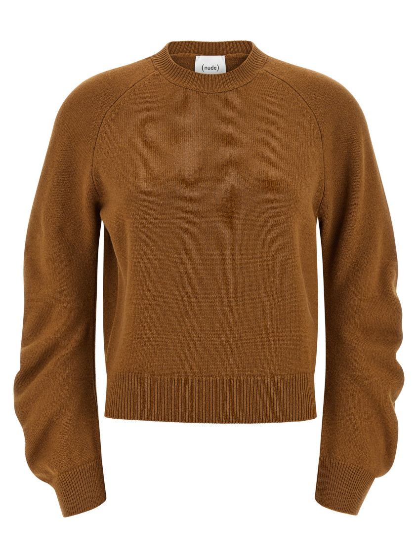 Nude Crew Neck Cuffed-sleeve Sweater In Brown