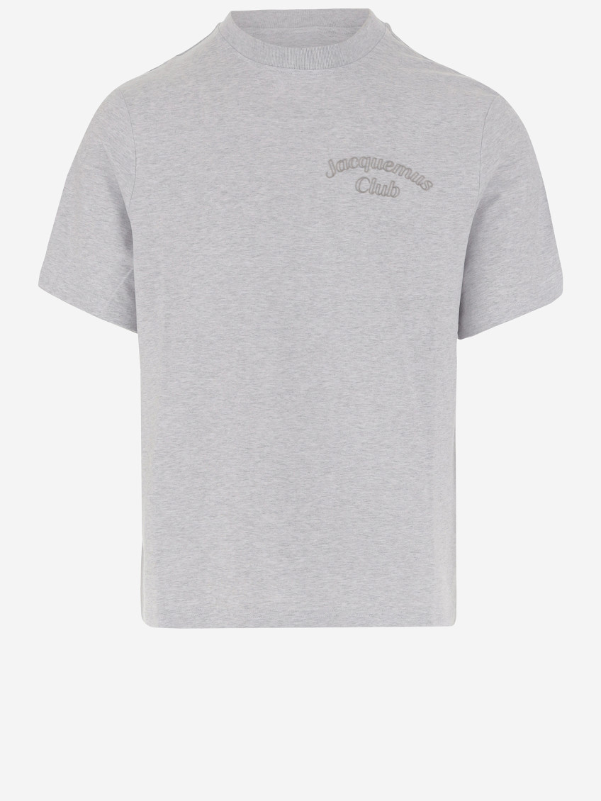 Jacquemus Grey Crewneck Logo T-shirt In Gray