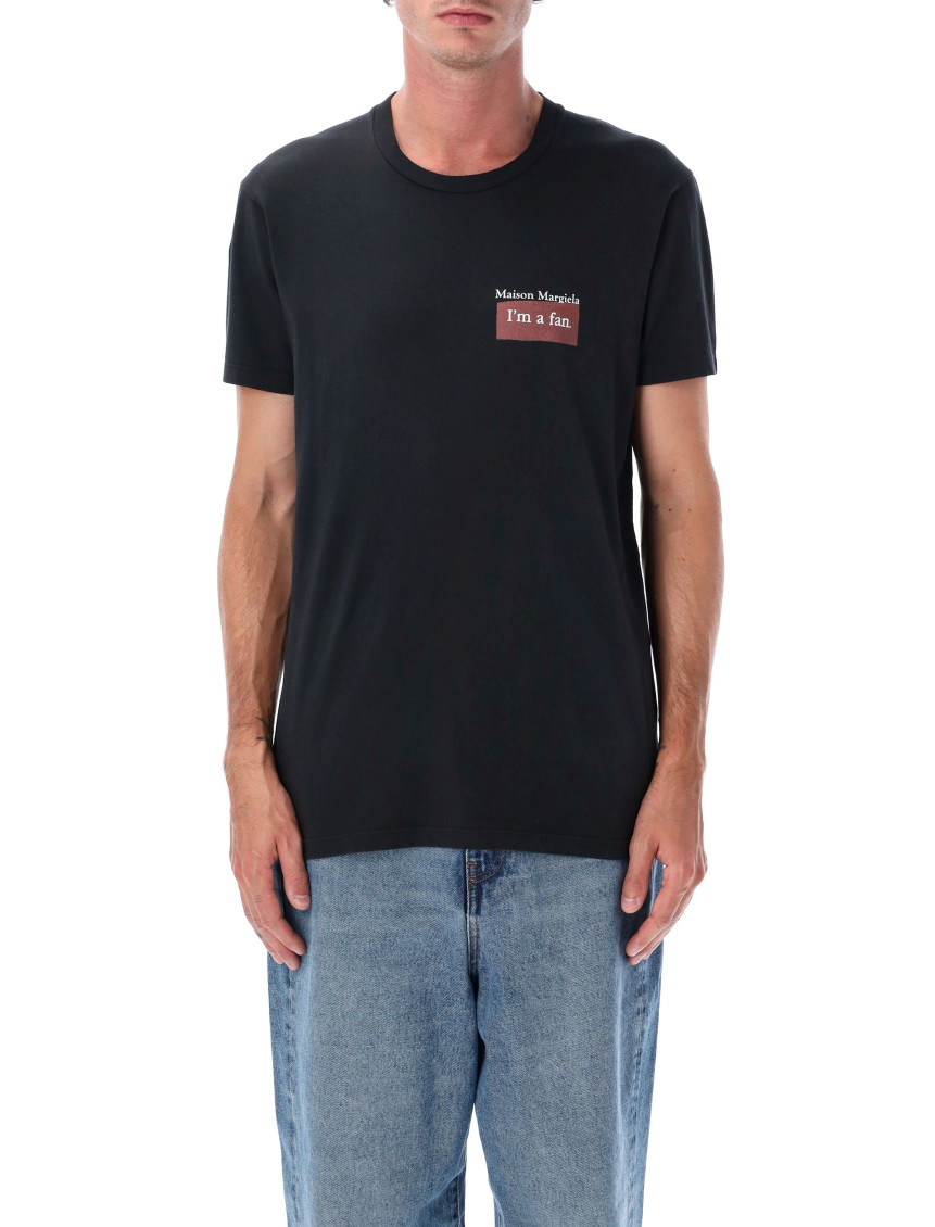 Maison Margiela Charcoal Brand-print Crewneck Cotton-jersey T-shirt In Black