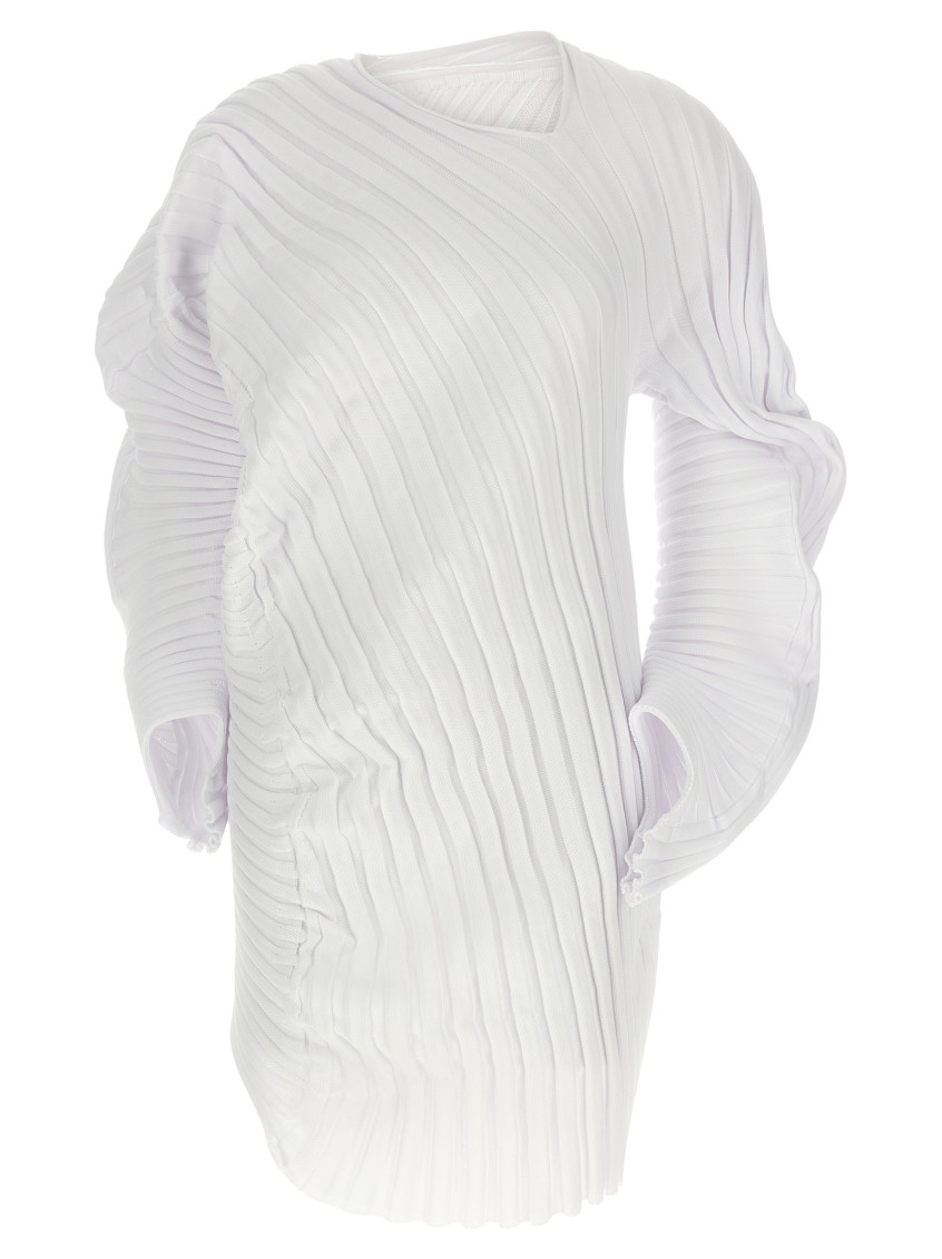 Issey Miyake Ribbed Asymmetrical Top In White