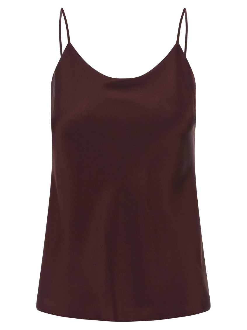 Max Mara Draped Neckline Sleeveless Top With Spaghetti Straps In Brown