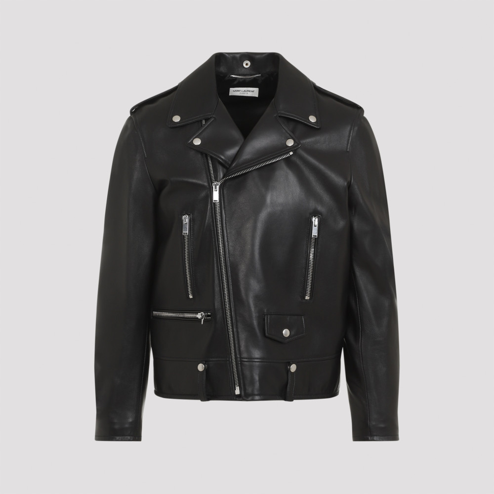 Shop Saint Laurent Black Leather Classic Biker Jacket