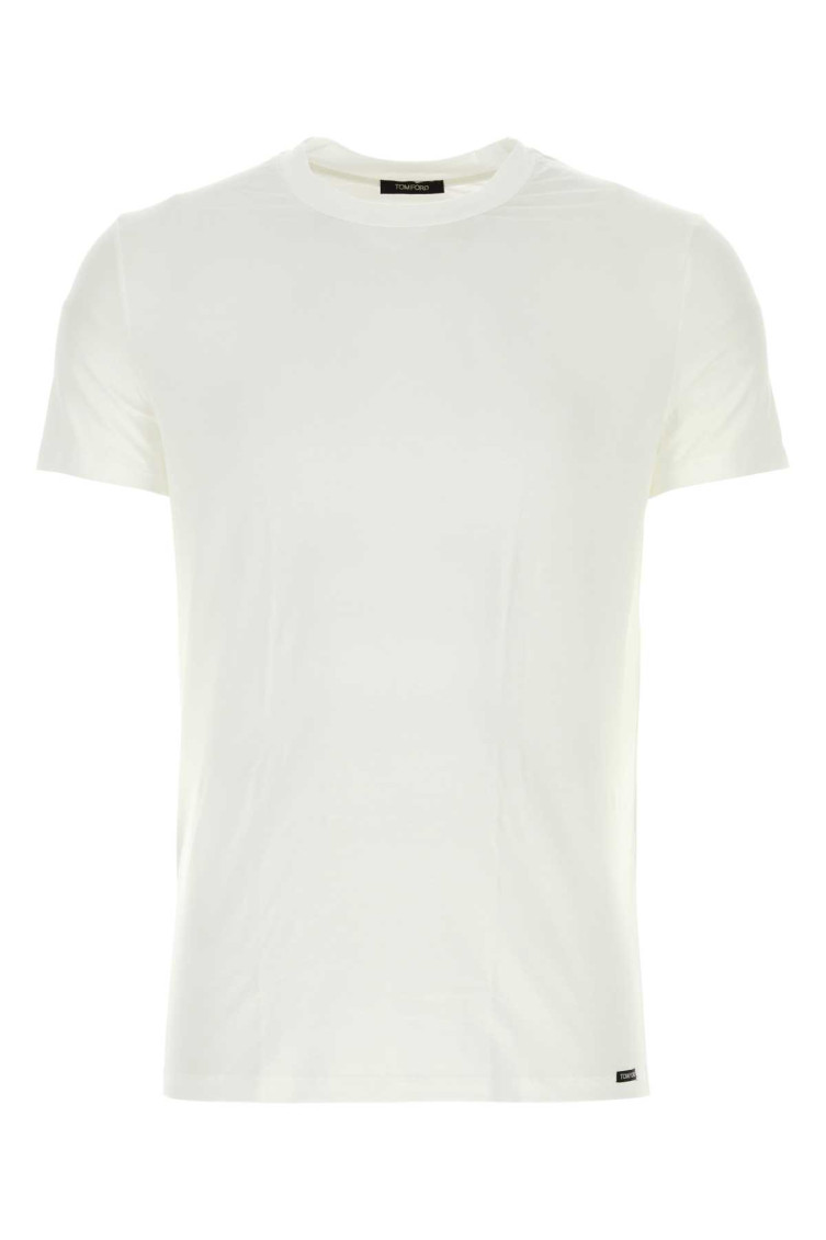 TOM FORD WHITE COTTON BLEND T-SHIRT