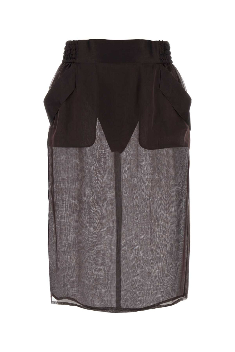 Saint Laurent Gonna In Seta Marrone Donna In Brown
