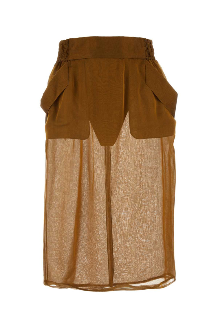 Saint Laurent Gonna In Seta Bronzo Donna In Copper