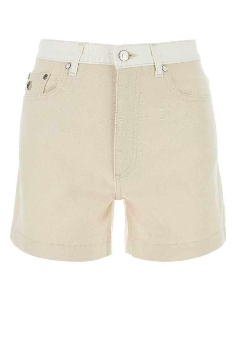 STELLA MCCARTNEY BEIGE TWO-TONE DENIM SHORTS
