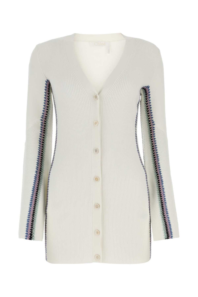 Chloé Chloe Ivory Wool Cardigan In White