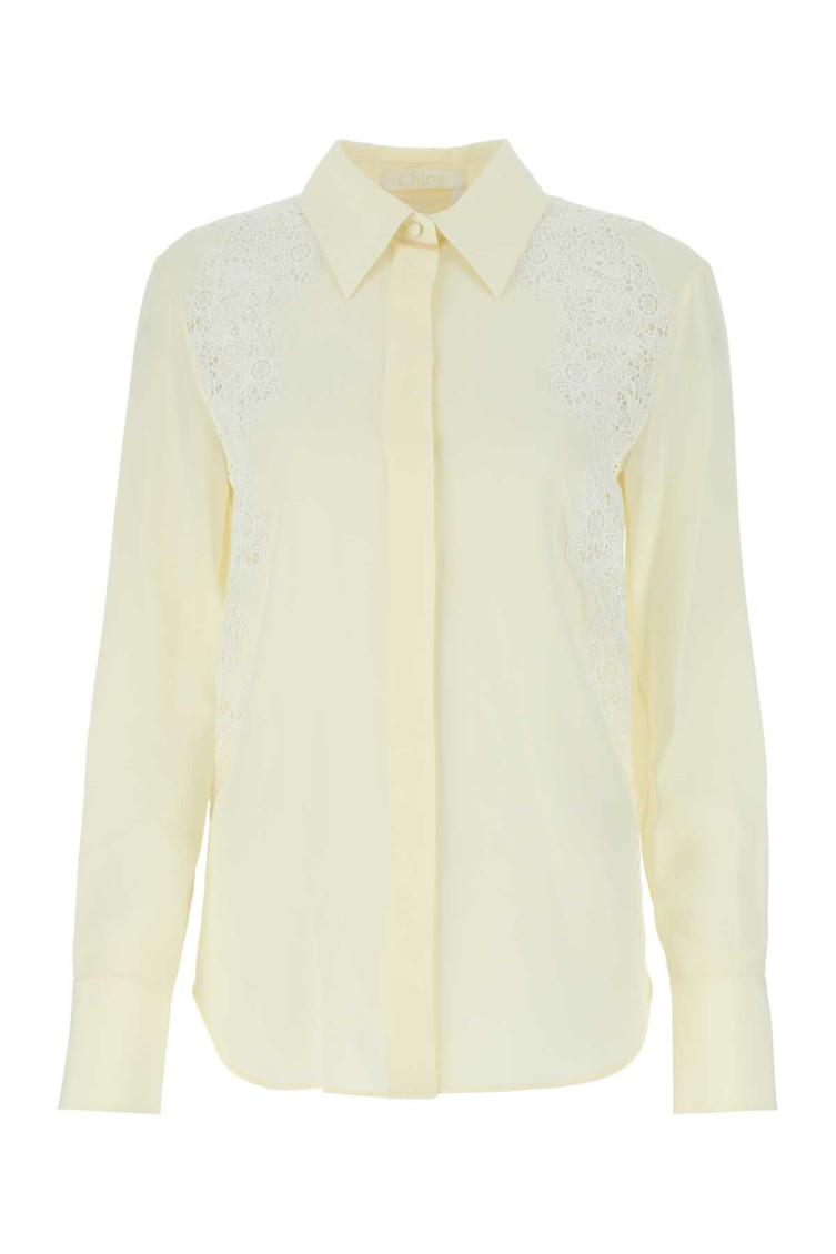 Chloé Ivory Crepe Button-up Shirt In Off White
