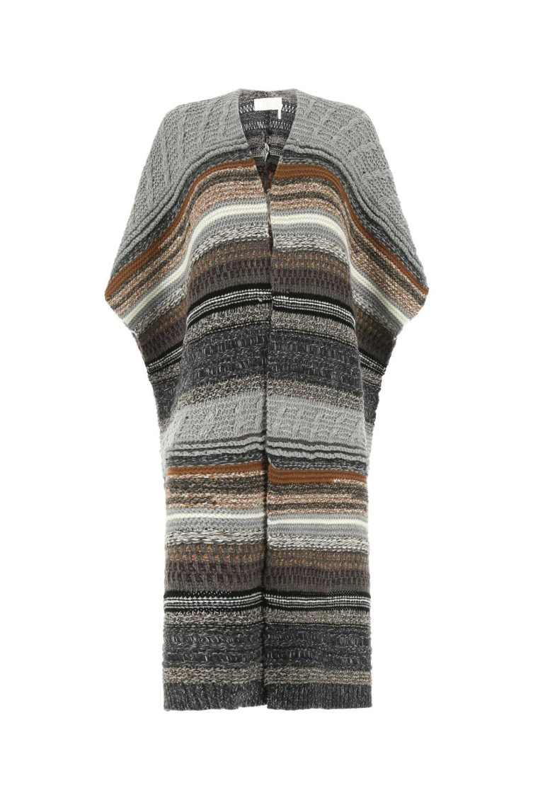 Chloé Multi Color Striped Knitted Cape