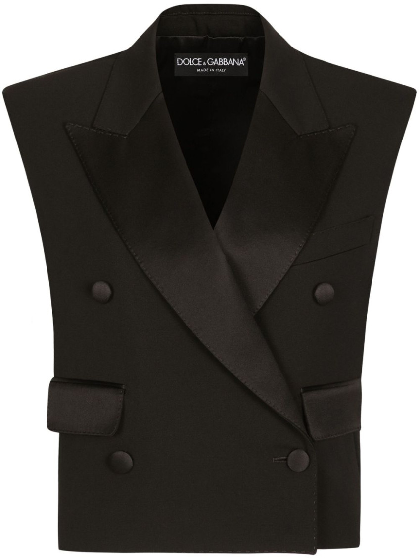 Dolce & Gabbana Tuxedo Gilet With Satin Peak Lapels In Black