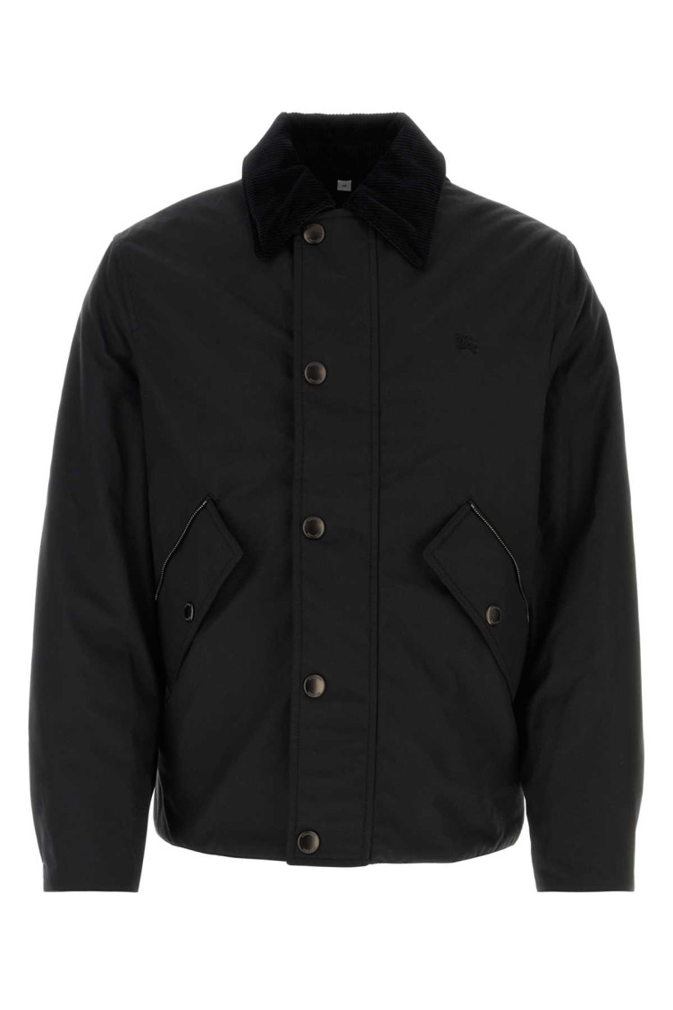 Burberry Ribbed Collar Long Sleeves Front Pockets In Black